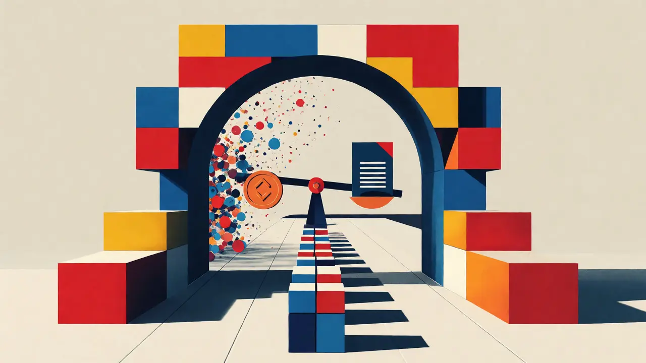 Transition vers la régulation des cryptomonnaies illustrée en Bauhaus